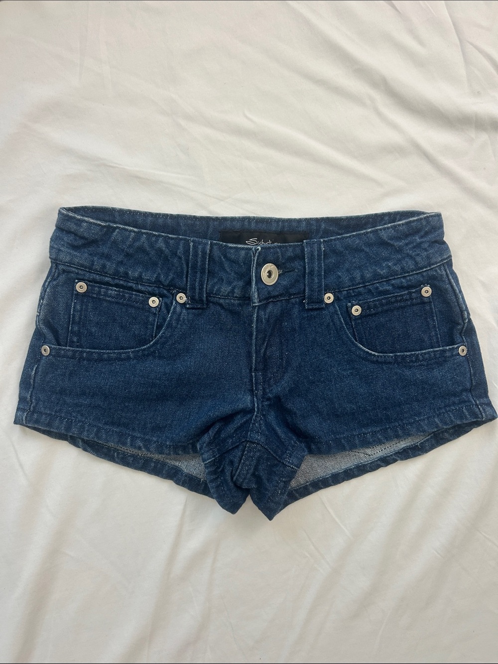 Seductions Low-rise Micro Denim Shorts